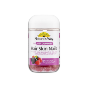Nature’s Way Adult Vita Gummies for Hair, Skin and Nails with essential vitamins C, E, Biotin and Zinc in soft gummy form