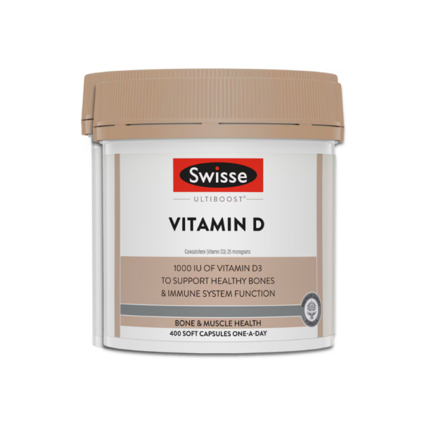 Swisse Ultiboost Vitamin D soft capsules 25 micrograms for bone, teeth, and immune support
