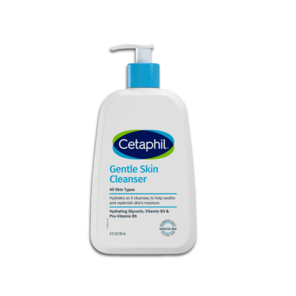 Cetaphil Gentle Skin Cleanser for face and body, hydrating and fragrance-free formula suitable for sensitive skin.