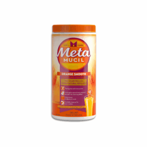 Metamucil 283g container of orange-flavoured smooth fibre powder, 48 servings, natural psyllium supplement for digestive health