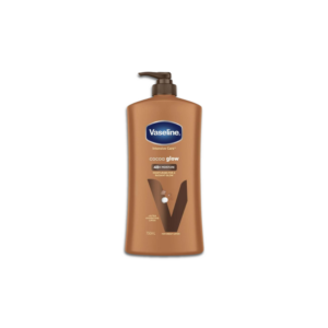 Vaseline Intensive Care Cocoa Glow body lotion bottle with cocoa butter moisturizing formula