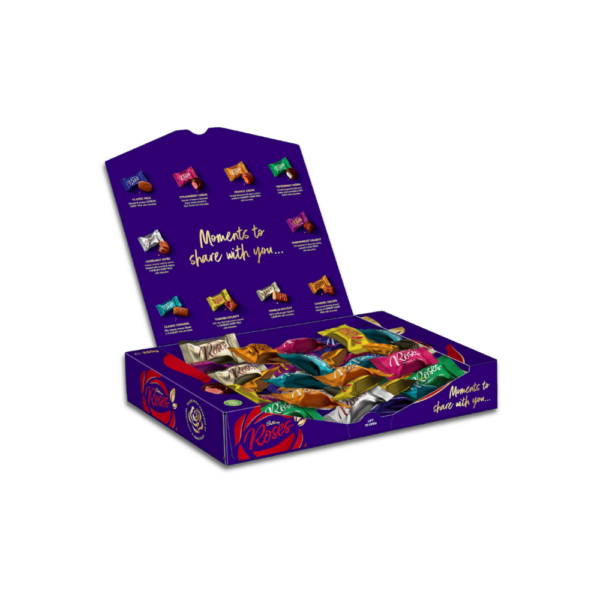 Cadbury Roses boxed assorted milk and dark chocolates gift box with individually wrapped flavours