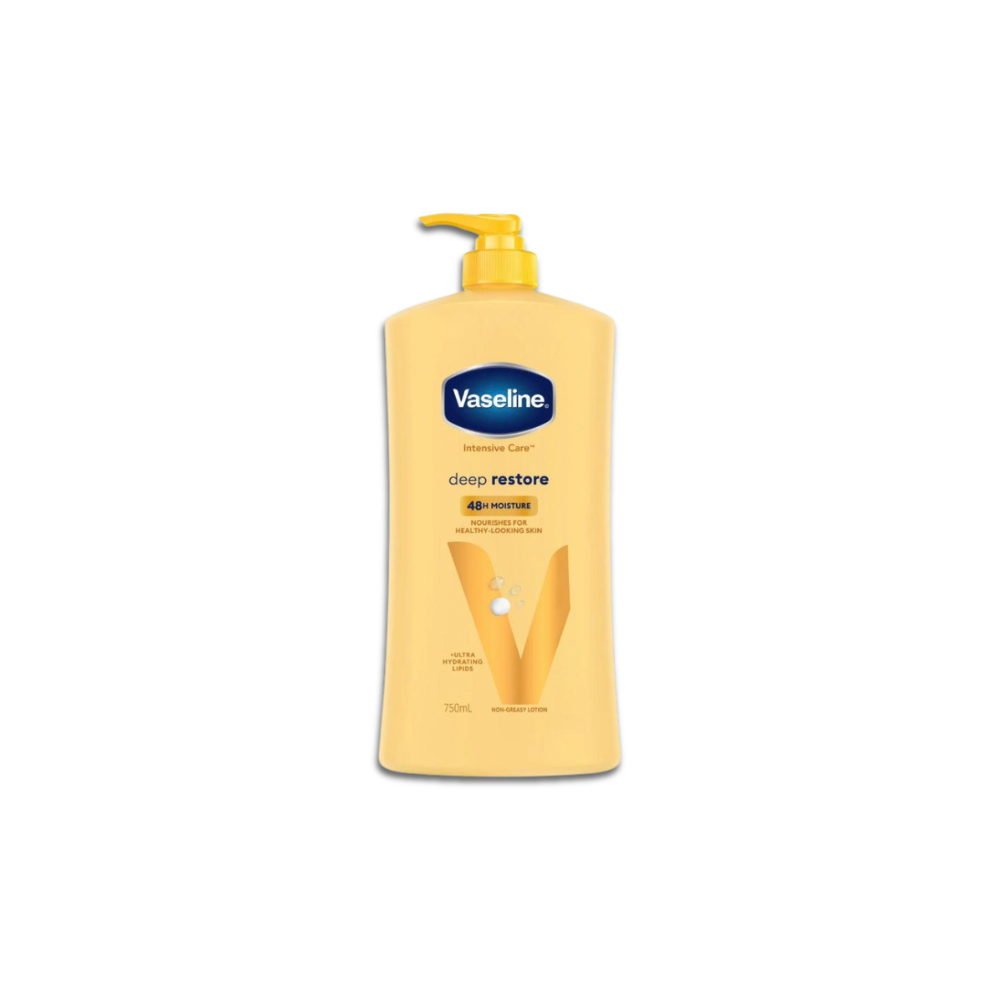 Vaseline Intensive Care Cocoa Glow body lotion bottle with cocoa butter moisturizing formula.