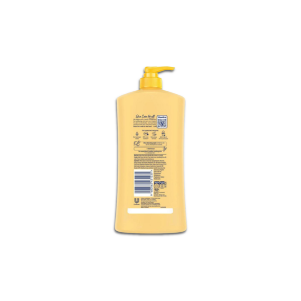 Vaseline Intensive Care Cocoa Glow body lotion bottle with cocoa butter moisturizing formula.