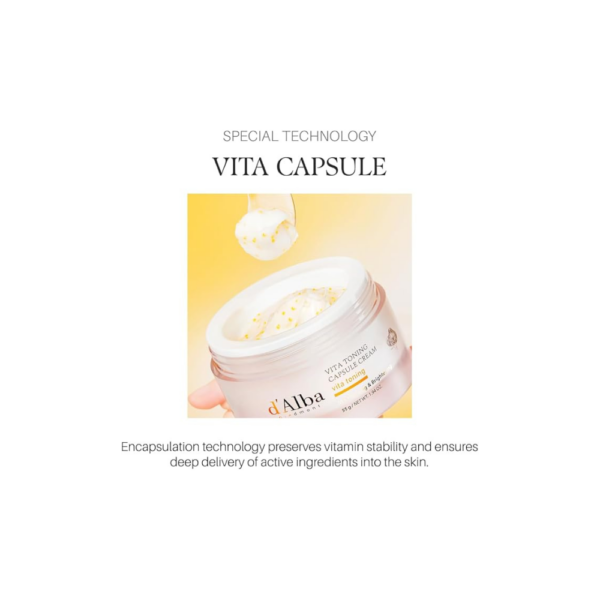 d'alba Piedmont Vita Toning Capsule Cream, Glass Skin with Vita-Cera Oil Capsules, Deep Hydration Face Moisturizer (55g)