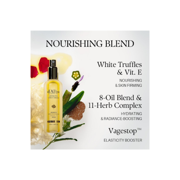 d'Alba Italian White Truffle First Aromatic Spray Serum – Vegan, Glowy, Hydrating & Antioxidant Face Mist; Deep Hydration & Skin-Firming Serum; Korean Skincare (120ml)