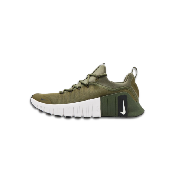 Nike Free Metcon 6 olive green training shoes with breathable upper and flexible Nike Free sole.