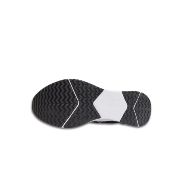PUMA Disperse men’s running shoes available in Black, Blue, White, and Black/White with mesh upper and cushioned PUMALite midsole.