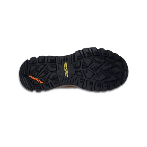 Skechers x John Deere waterproof trail boot with Arch Fit insole, durable rubber outsole and mid-top design for outdoor use.