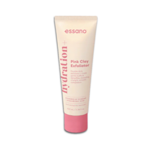 Rosehip pink clay exfoliating face mask with hyaluronic acid for gentle exfoliation, hydration, and brighter skin.
