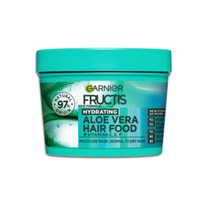 Garnier Fructis Aloe Vera Hair Food Multi-Use Mask for dry hair with aloe vera and vitamins for hydration and shine.