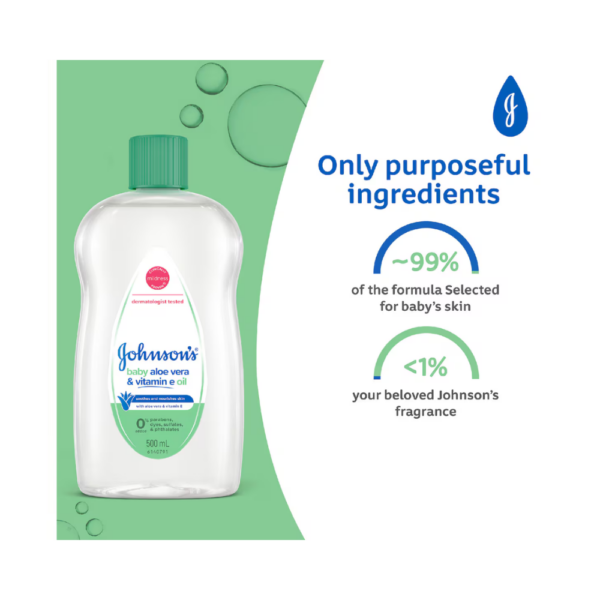 Johnson's Aloe Vera & Vitamin E Gentle Soothing Moisturising Baby Oil 500mL