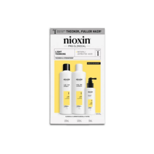 Nioxin Pro Clinical System Kit 1 3-step hair thickening treatment for natural hair with light thinning.