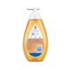 Johnson’s Baby 3-in-1 shampoo, conditioner and body wash with honey and wheat extracts for soft and clean baby skin and hair.