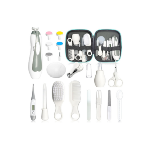 Test Baby Healthcare and Grooming Kit, 21pcs Baby Electric Nail Trimmer Set Newborn Nursery Health Care Set for Newborn Infant Toddlers Baby Boys Girls Kids Haircut Tools (21 Kits Grey White & Blue)
